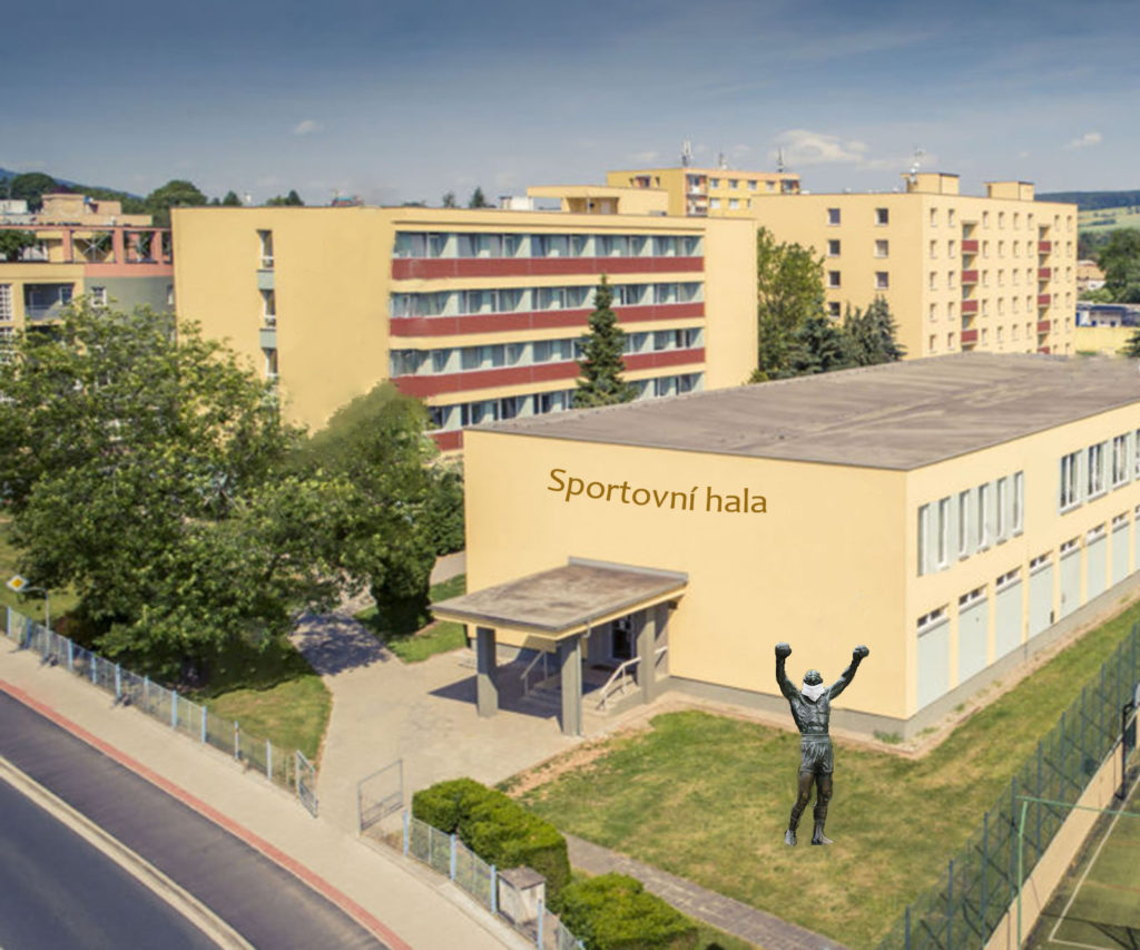 Pot� co se p�estalo chodit do �koly kv�li korona viru, tak se �kola rozhodla zav��t j�delnu a p�ed�lat j� na sportovn� halu.